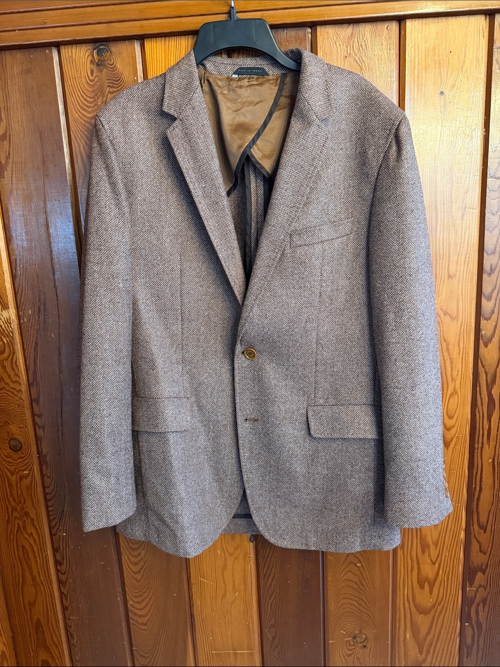 Hugo Boss Men's Brown Tweed Herringbone Modern Slim  Blazer 40R